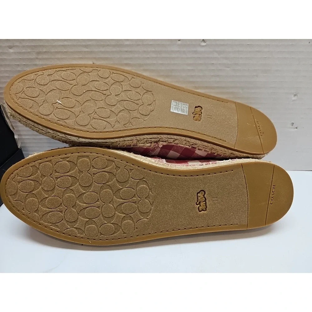 COACH‎ CELINA GINGHAM ESPADRILLE STRAWBERRY/CHALK SHOES WOMEN'S SIZE 11